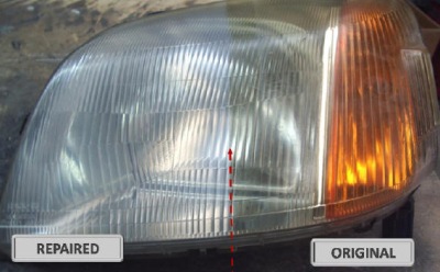 repairing discoloured plastic headlights and lenses